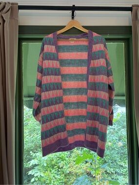 Anthropologie Maeve Pastel Pink & Lavender Striped Knit Cardigan
